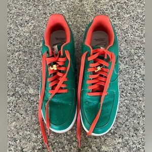 Nike Air Force 1 ID By You Mens 12 DJ7015-991 No Lid Custom Green Orange